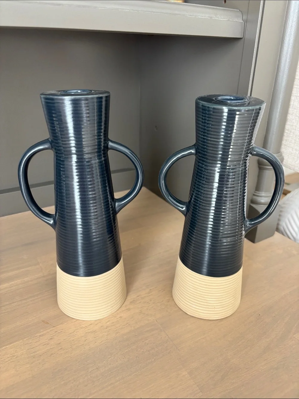 Crate & Barrel Sibely tapered candle holders 9.5”
